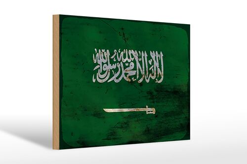 Holzschild Flagge Saudi-Arabien 30x20cm Saudi Arabia Rost