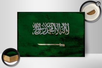 Panneau en bois drapeau Arabie Saoudite 30x20cm Arabie Saoudite rouille 2