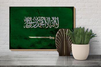 Panneau en bois drapeau Arabie Saoudite 30x20cm Arabie Saoudite rouille 3
