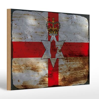 Cartello in legno bandiera Irlanda del Nord 30x20cm bandiera ruggine