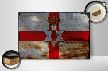 Panneau en bois drapeau Irlande du Nord 30x20cm drapeau rouille 2