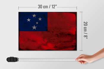 Panneau en bois drapeau Samoa 30x20cm Drapeau des Samoa rouille 4