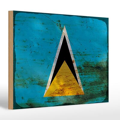 Holzschild Flagge Saint Lucia 30x20cm Saint Lucia Rost