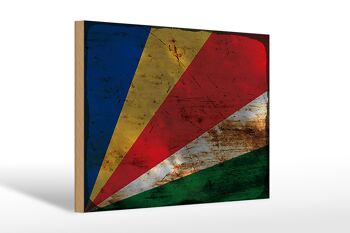 Panneau en bois drapeau Seychelles 30x20cm Drapeau Seychelles rouille 1