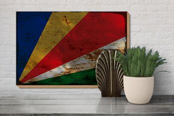Panneau en bois drapeau Seychelles 30x20cm Drapeau Seychelles rouille 3