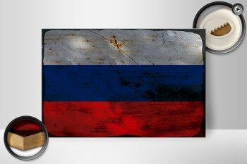Panneau en bois drapeau Russie 30x20cm Drapeau de la Russie rouille 2