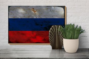 Panneau en bois drapeau Russie 30x20cm Drapeau de la Russie rouille 3