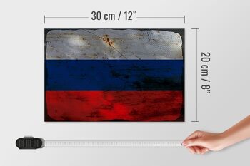 Panneau en bois drapeau Russie 30x20cm Drapeau de la Russie rouille 4