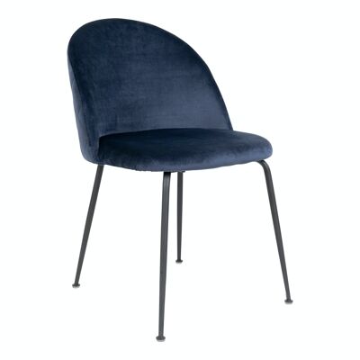 Geneve Dining Chair - Sedia blu in velluto l. gambe nere HN1205