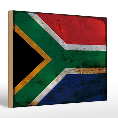 Letrero de madera bandera Sudáfrica 30x20cm Sudáfrica óxido