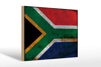 Panneau en bois drapeau Afrique du Sud 30x20cm Afrique du Sud rouille 1