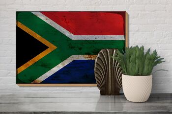 Panneau en bois drapeau Afrique du Sud 30x20cm Afrique du Sud rouille 3