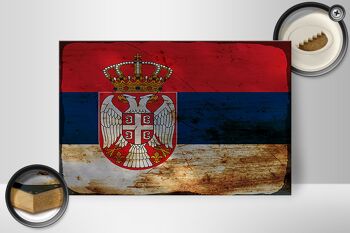 Panneau en bois drapeau Serbie 30x20cm Drapeau de la Serbie rouille 2