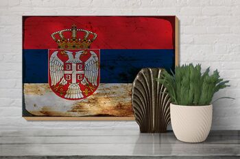 Panneau en bois drapeau Serbie 30x20cm Drapeau de la Serbie rouille 3