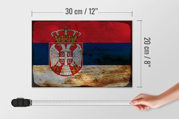Panneau en bois drapeau Serbie 30x20cm Drapeau de la Serbie rouille 4