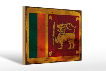 Panneau en bois drapeau Sri Lanka 30x20cm Drapeau Sri Lanka rouille 1