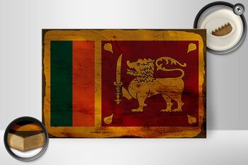 Panneau en bois drapeau Sri Lanka 30x20cm Drapeau Sri Lanka rouille 2