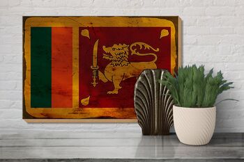 Panneau en bois drapeau Sri Lanka 30x20cm Drapeau Sri Lanka rouille 3