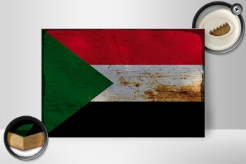 Panneau en bois drapeau Soudan 30x20cm Drapeau du Soudan rouille 2