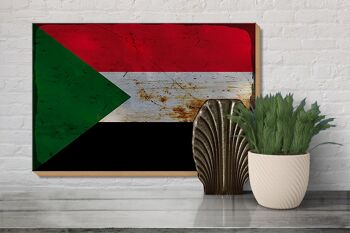 Panneau en bois drapeau Soudan 30x20cm Drapeau du Soudan rouille 3