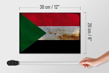 Panneau en bois drapeau Soudan 30x20cm Drapeau du Soudan rouille 4