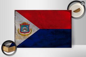 Panneau en bois drapeau Sint Maarten 30x20cm Sint Maarten rouille 2