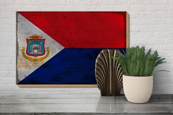 Panneau en bois drapeau Sint Maarten 30x20cm Sint Maarten rouille 3
