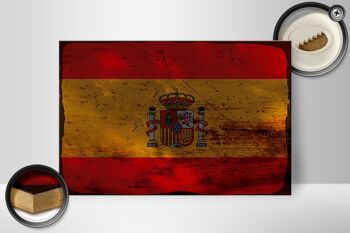 Panneau en bois drapeau Espagne 30x20cm Drapeau de l'Espagne rouille 2