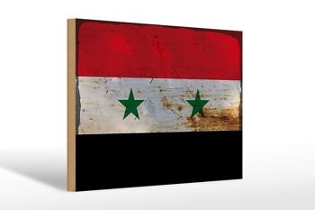 Panneau en bois drapeau Syrie 30x20cm Drapeau de la Syrie rouille 1