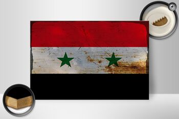 Panneau en bois drapeau Syrie 30x20cm Drapeau de la Syrie rouille 2