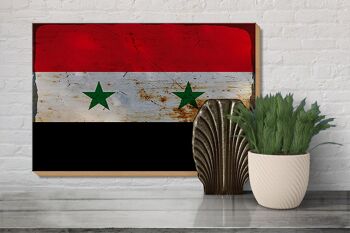 Panneau en bois drapeau Syrie 30x20cm Drapeau de la Syrie rouille 3