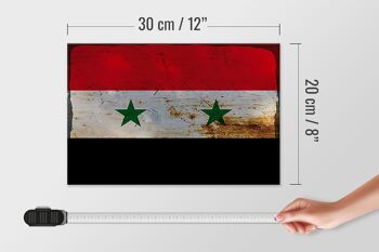 Panneau en bois drapeau Syrie 30x20cm Drapeau de la Syrie rouille 4