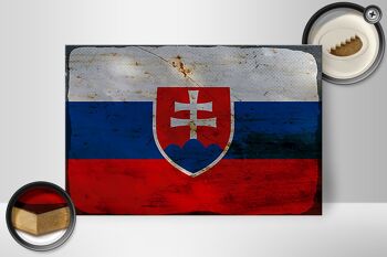 Panneau en bois drapeau Slovaquie 30x20cm Drapeau de la Slovaquie rouille 2