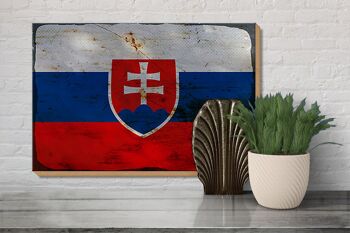 Panneau en bois drapeau Slovaquie 30x20cm Drapeau de la Slovaquie rouille 3