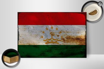 Panneau en bois drapeau Tadjikistan 30x20cm Tadjikistan rouille 2