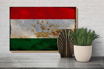Panneau en bois drapeau Tadjikistan 30x20cm Tadjikistan rouille 3