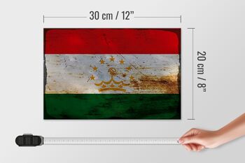 Panneau en bois drapeau Tadjikistan 30x20cm Tadjikistan rouille 4