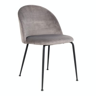 Geneve Dining Chair - Stuhl aus grauem Samt m. schwarze Beine HN1213