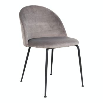 Geneve Dining Chair - Chaise en velours gris w. pattes noires HN1213 1
