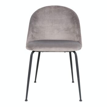 Geneve Dining Chair - Chaise en velours gris w. pattes noires HN1213 3