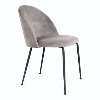 Geneve Dining Chair - Chaise en velours gris w. pattes noires HN1213 4
