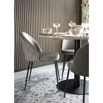 Geneve Dining Chair - Chaise en velours gris w. pattes noires HN1213 8