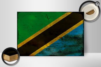 Panneau en bois drapeau Tanzanie 30x20cm Drapeau de Tanzanie rouille 2