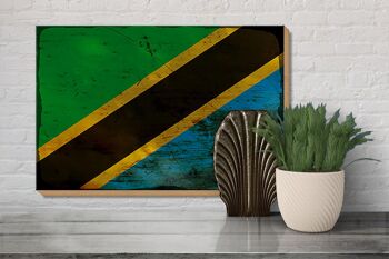 Panneau en bois drapeau Tanzanie 30x20cm Drapeau de Tanzanie rouille 3
