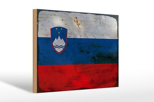 Holzschild Flagge Slowenien 30x20cm Flag Slovenia Rost