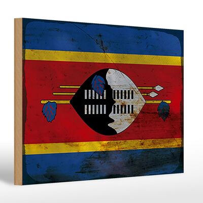 Letrero de madera bandera Suazilandia 30x20cm Bandera Eswatini óxido