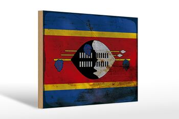 Panneau en bois drapeau Swaziland 30x20cm drapeau Eswatini rouille 1