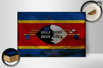 Panneau en bois drapeau Swaziland 30x20cm drapeau Eswatini rouille 2