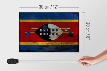 Panneau en bois drapeau Swaziland 30x20cm drapeau Eswatini rouille 4