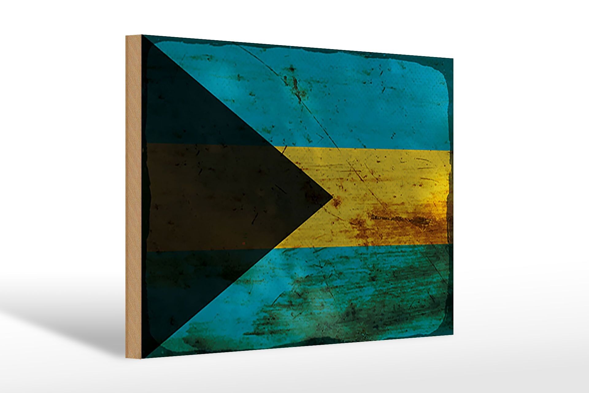 Wooden sign flag Bahama 30x20cm Flag of Bahamas rust